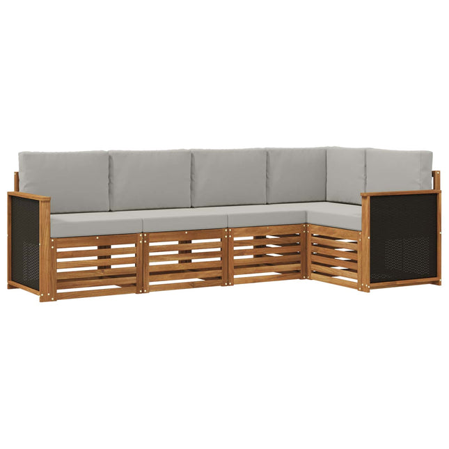 Sektionalsofa sæt med pude 4 pcs Naturfarvet og lysegrå