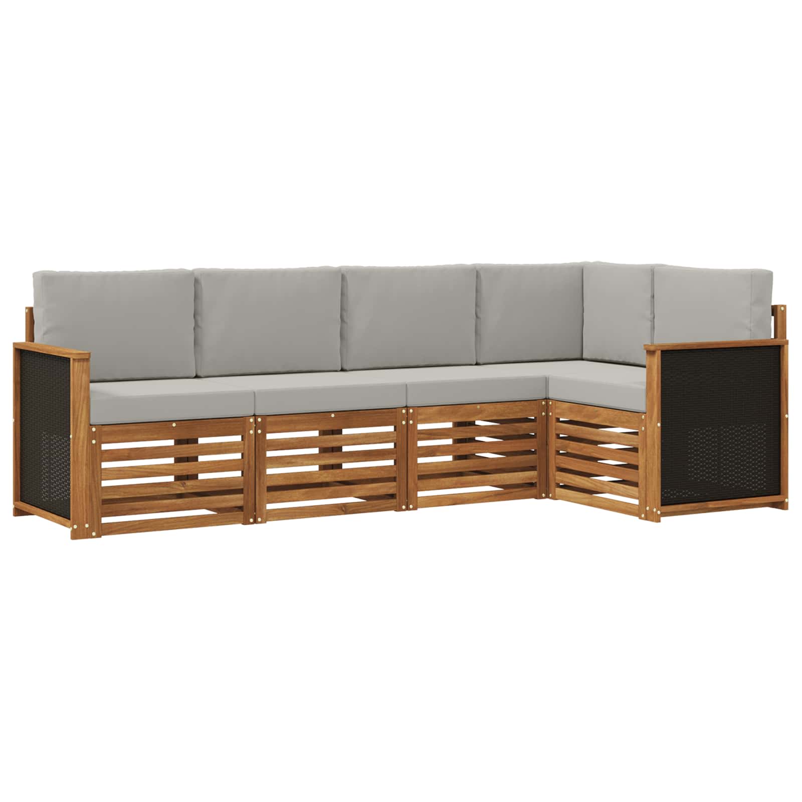 Sektionalsofa sæt med pude 4 pcs Naturfarvet og lysegrå