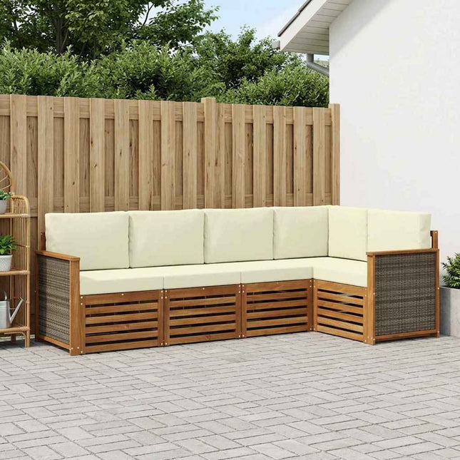 Sektionalsofa sæt med pude 4 pcs Naturlig og Fløde