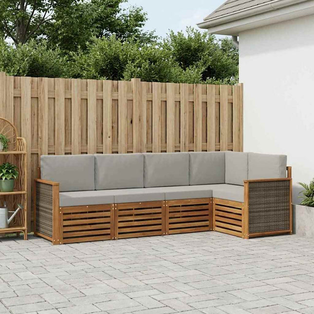 Sektionalsofa sæt med pude 4 pcs Naturfarvet og lysegrå