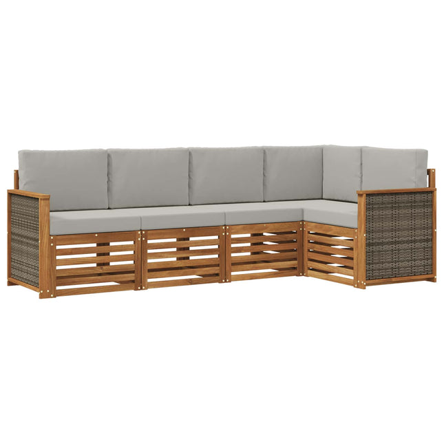 Sektionalsofa sæt med pude 4 pcs Naturfarvet og lysegrå