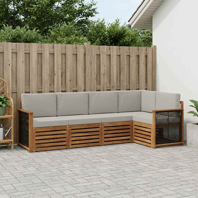 Sektionalsofa sæt med pude 4 pcs Naturfarvet og lysegrå