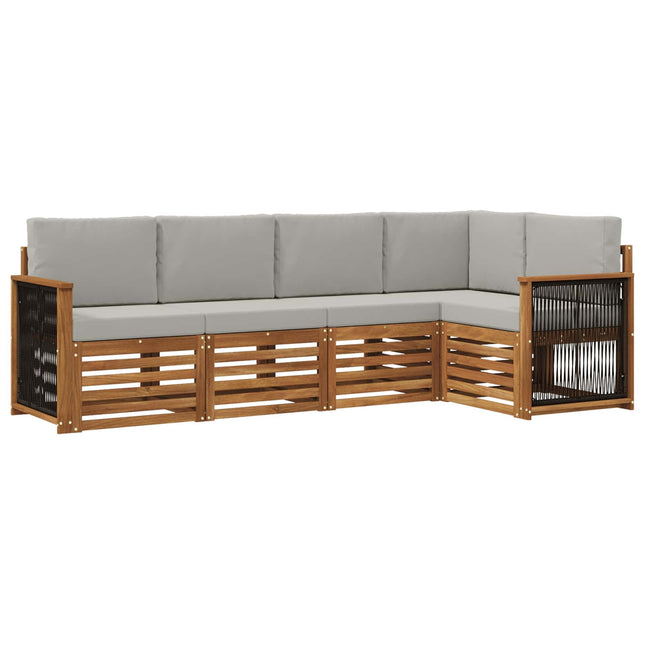 Sektionalsofa sæt med pude 4 pcs Naturfarvet og lysegrå