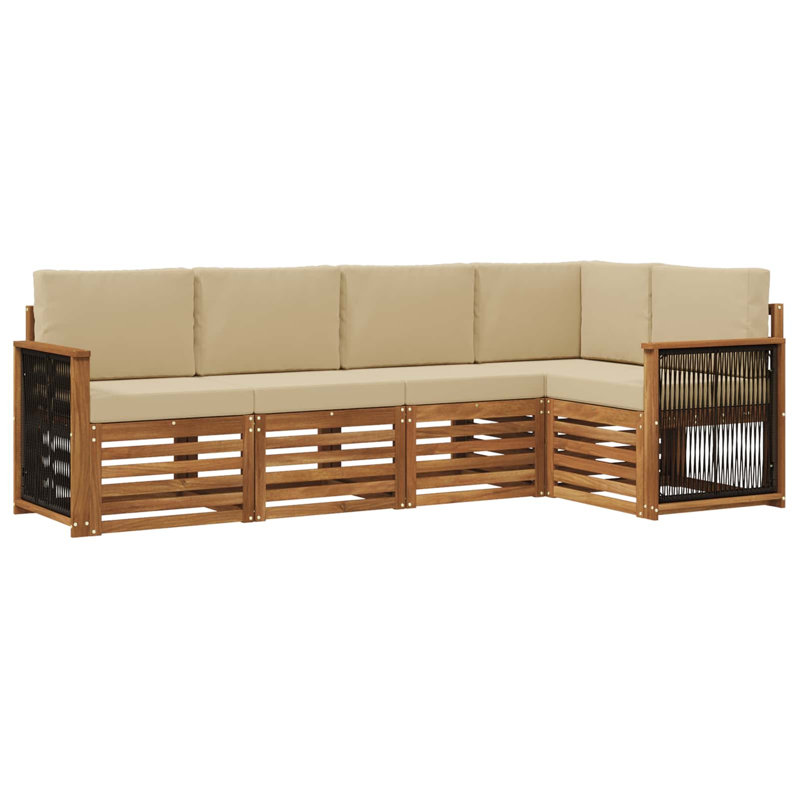 Sektionalsofa sæt 4 pcs Naturfarvet Soli Akacietræ og polyester