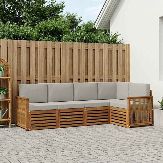 Sektionalsofa sæt med pude 4 pcs Naturfarvet og lysegrå