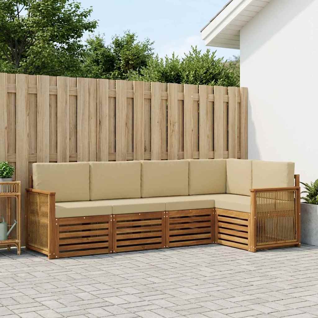 Sektionalsofa sæt 4 pcs Naturfarvet Soli Akacietræ og polyester