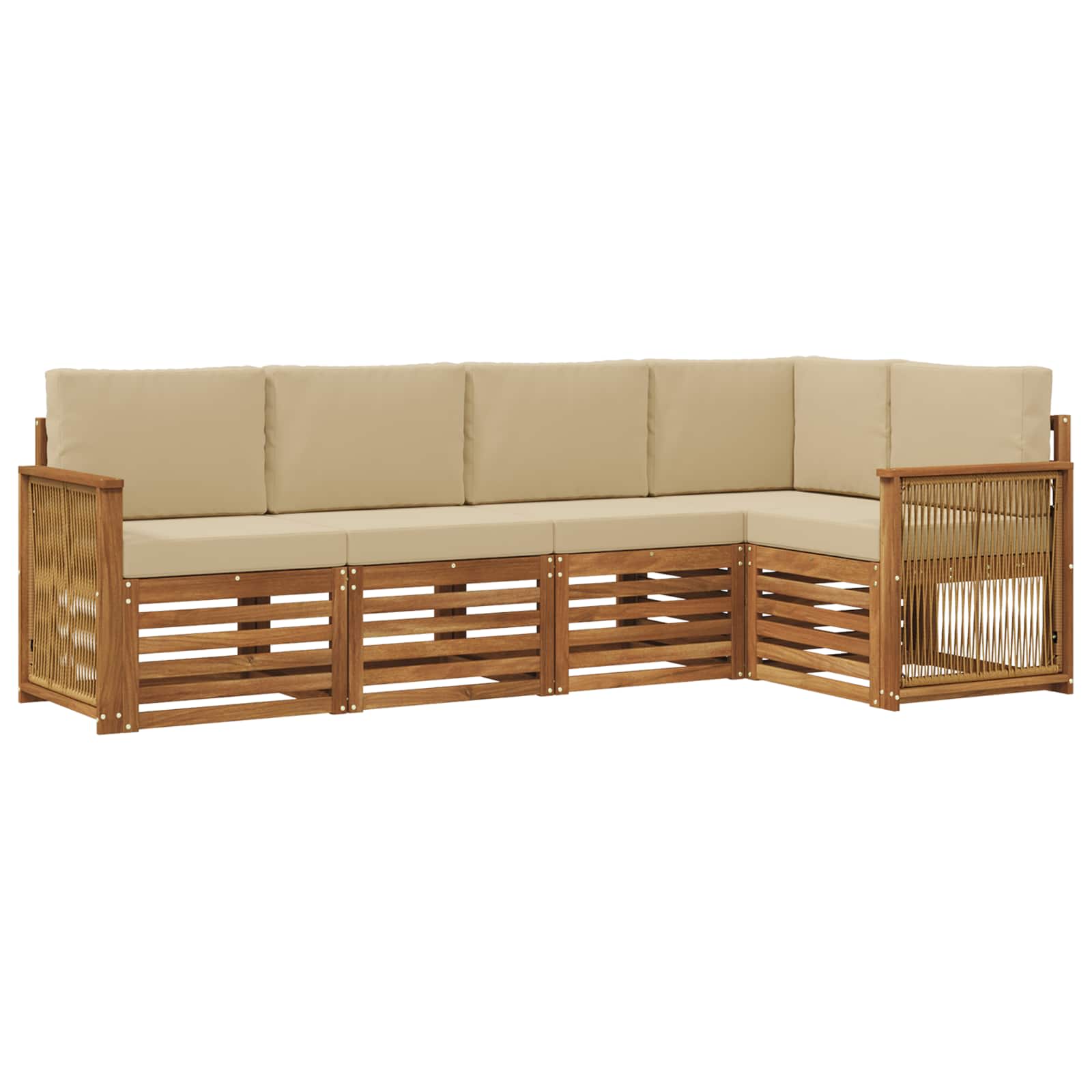 Sektionalsofa sæt 4 pcs Naturfarvet Soli Akacietræ og polyester