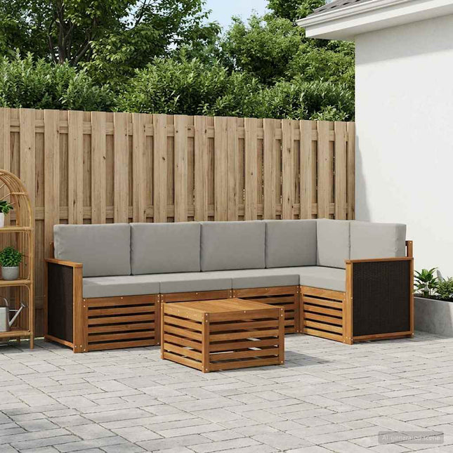 Sektionalsofa sæt med pude 5 pcs Naturfarvet og lysegrå