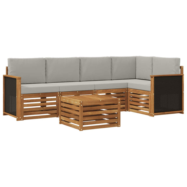 Sektionalsofa sæt med pude 5 pcs Naturfarvet og lysegrå