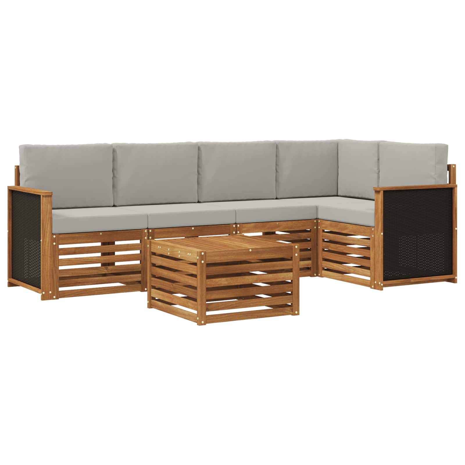 Sektionalsofa sæt med pude 5 pcs Naturfarvet og lysegrå