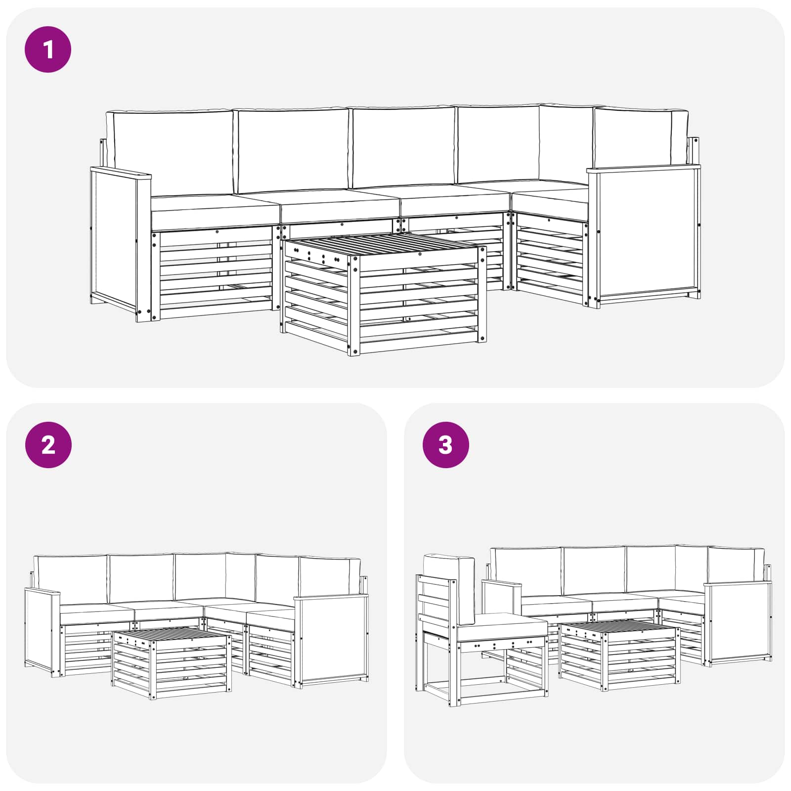 Sektionalsofa sæt med pude 5 pcs Naturlig og Antracit