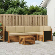 Sektionalsofa sæt 5 pcs Naturfarvet Soli Akacietræ og polyester