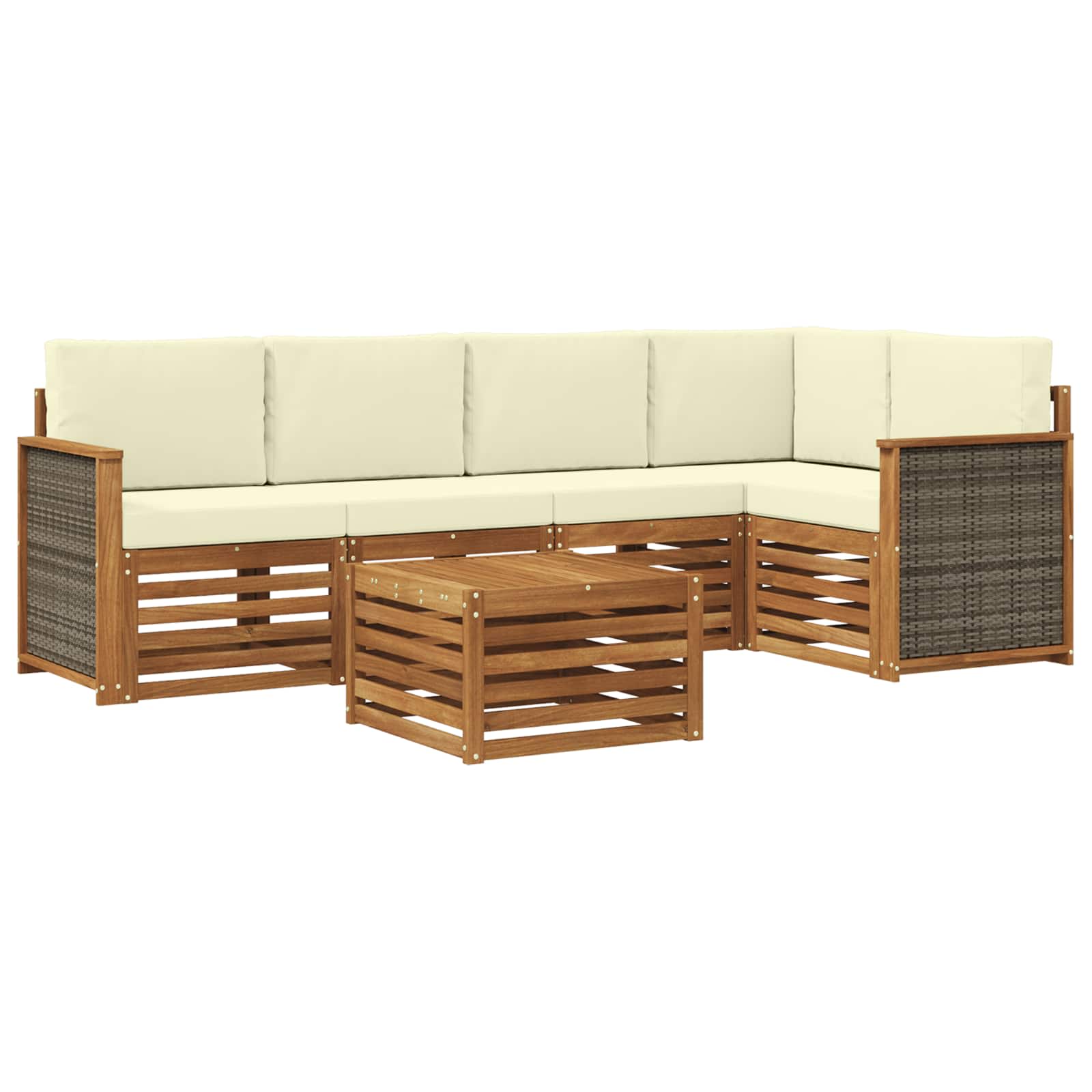 Sektionalsofa sæt med pude 5 pcs Naturlig og Fløde