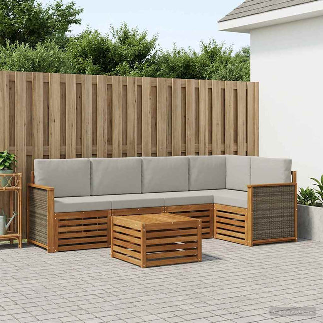 Sektionalsofa sæt med pude 5 pcs Naturfarvet og lysegrå