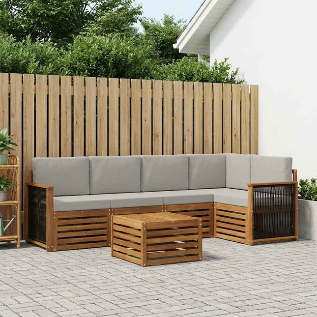 Sektionalsofa sæt med pude 5 pcs Naturfarvet og lysegrå