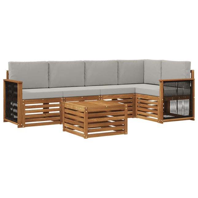 Sektionalsofa sæt med pude 5 pcs Naturfarvet og lysegrå