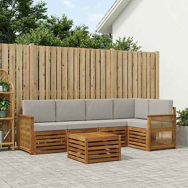 Sektionalsofa sæt med pude 5 pcs Naturfarvet og lysegrå