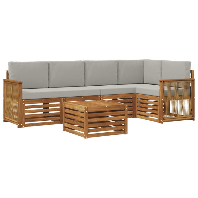 Sektionalsofa sæt med pude 5 pcs Naturfarvet og lysegrå