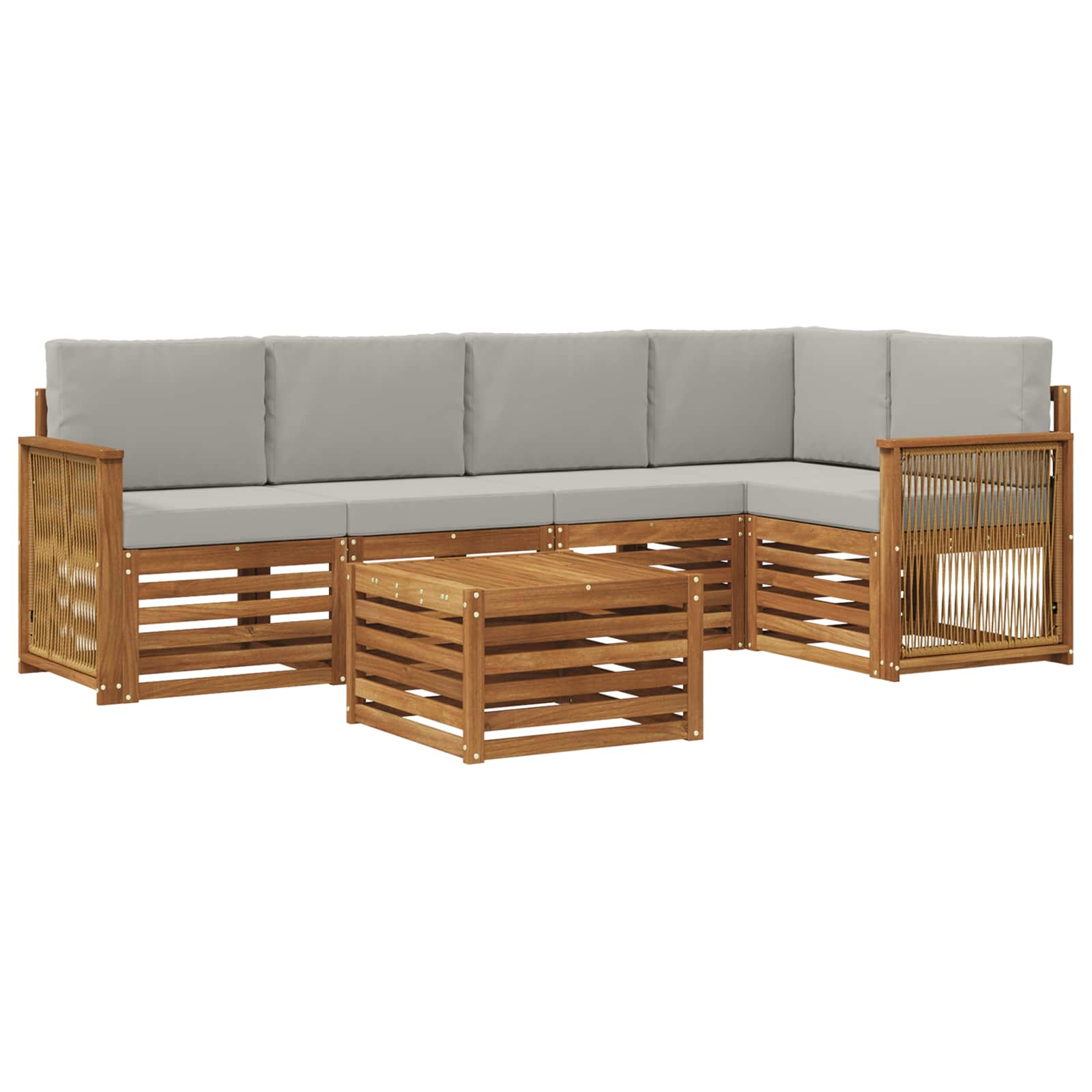 Sektionalsofa sæt med pude 5 pcs Naturfarvet og lysegrå