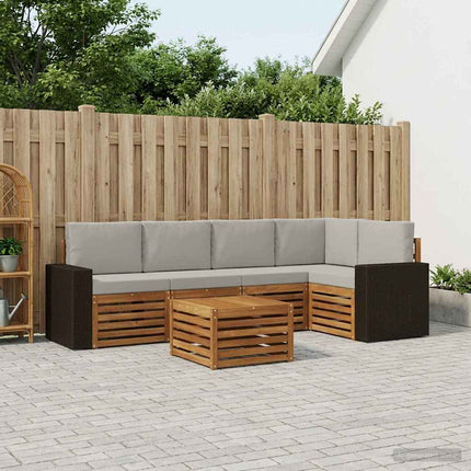 Sektionalsofa sæt med pude 6 pcs Naturfarvet og lysegrå