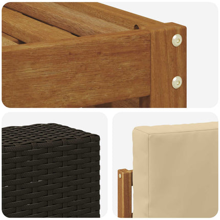 Sektionalsofa sæt 6 pcs Naturlig og Beige Massivt Akacietræ
