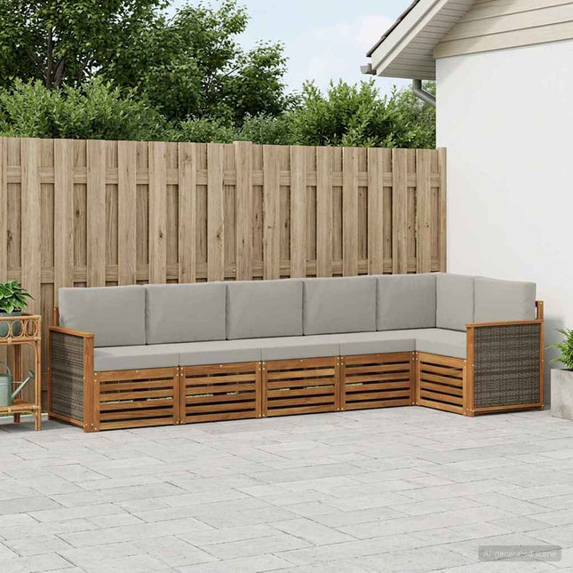 Sektionalsofa sæt med pude 5 pcs Naturfarvet og lysegrå