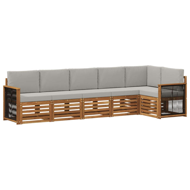 Sektionalsofa sæt med pude 5 pcs Naturfarvet og lysegrå