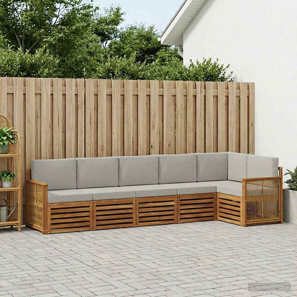 Sektionalsofa sæt med pude 5 pcs Naturfarvet og lysegrå