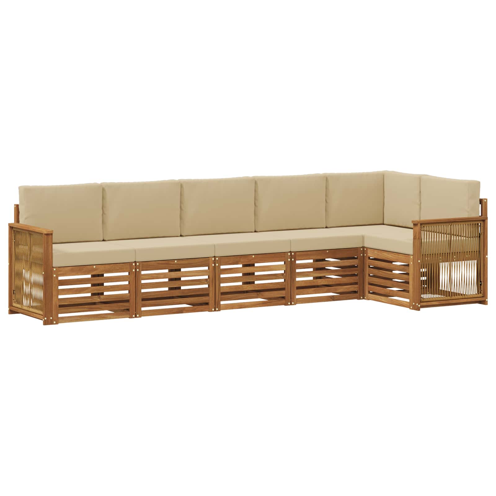 Sektionalsofa sæt 5 pcs Naturfarvet Soli Akacietræ og polyester