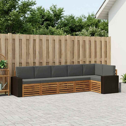 Sektionalsofa sæt 6 pcs Naturlig og Antracit Massivt Akacietræ