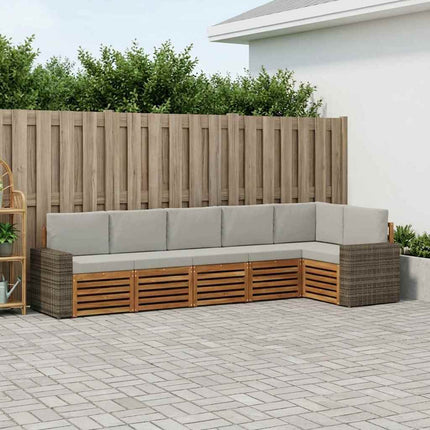Sektionalsofa sæt med pude 6 pcs Naturfarvet og lysegrå