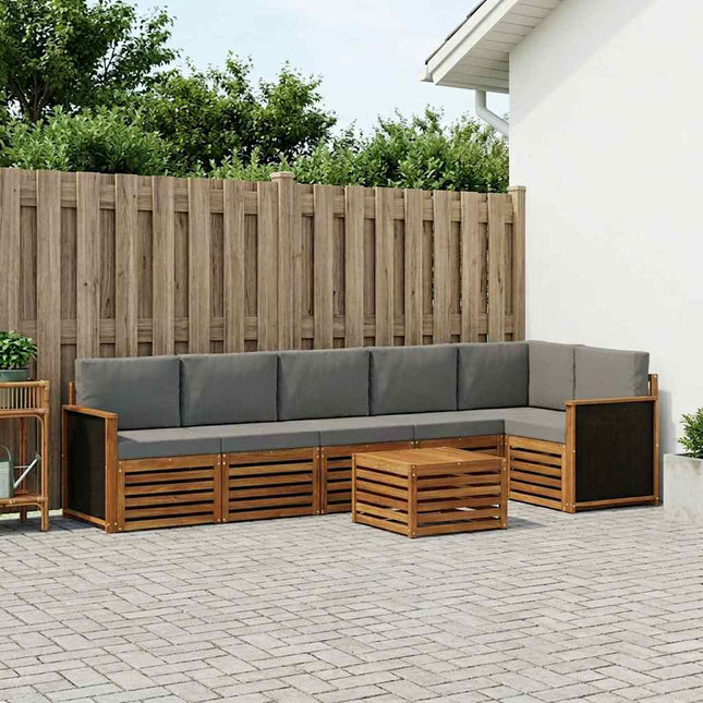 Sektionalsofa sæt med pude 6 pcs Naturfarvet og lysegrå
