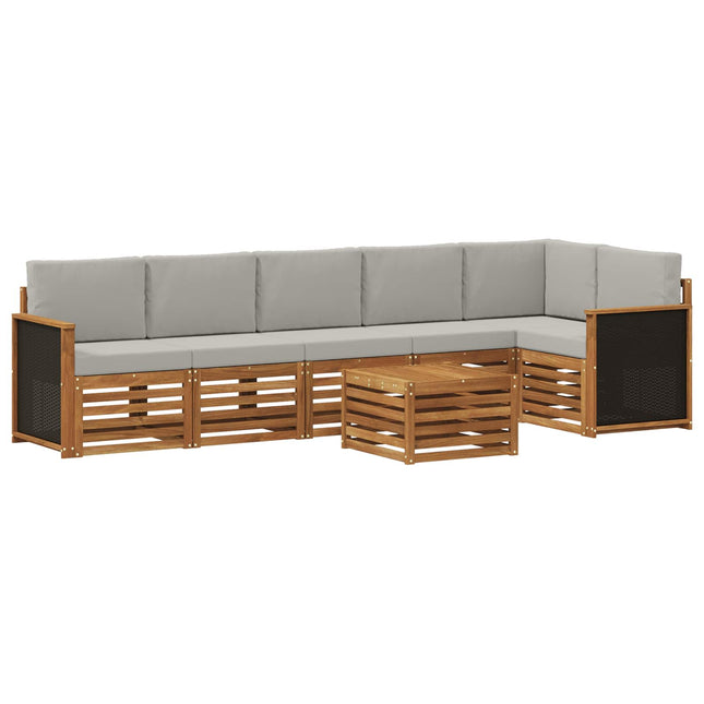 Sektionalsofa sæt med pude 6 pcs Naturfarvet og lysegrå