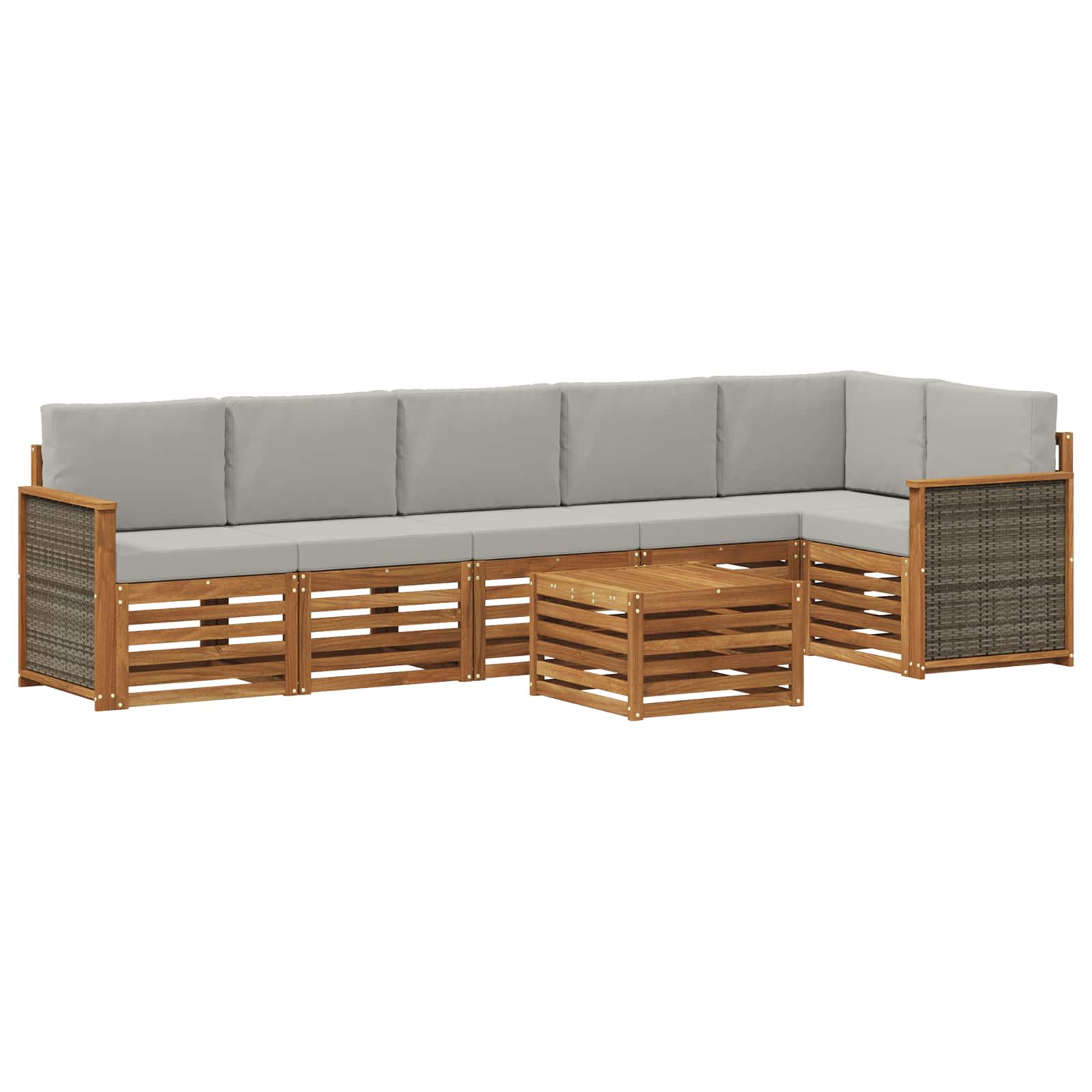 Sektionalsofa sæt med pude 6 pcs Naturfarvet og lysegrå