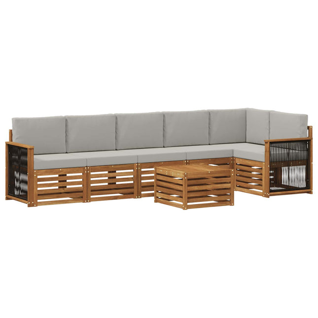Sektionalsofa sæt med pude 6 pcs Naturfarvet og lysegrå