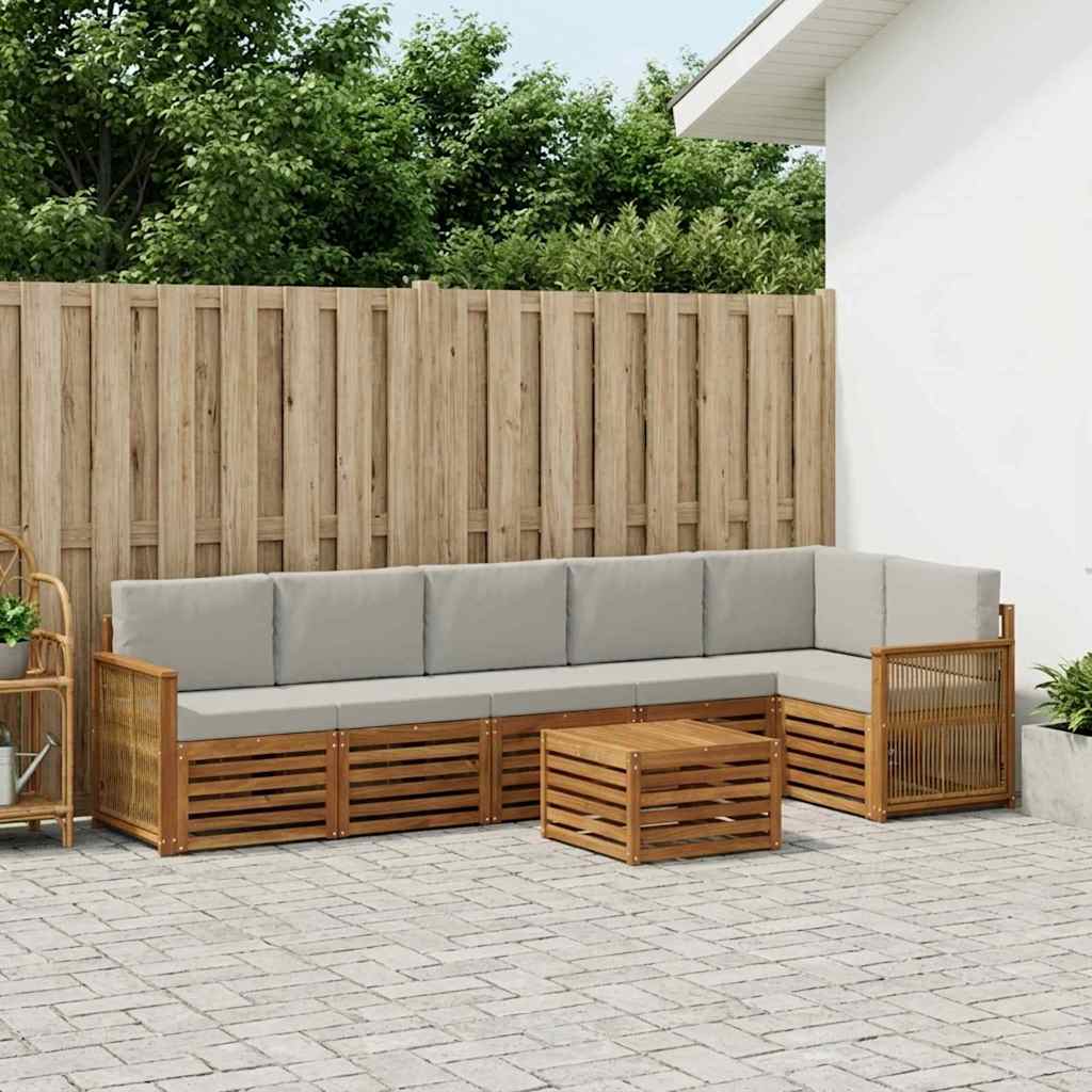 Sektionalsofa sæt med pude 6 pcs Naturfarvet og lysegrå