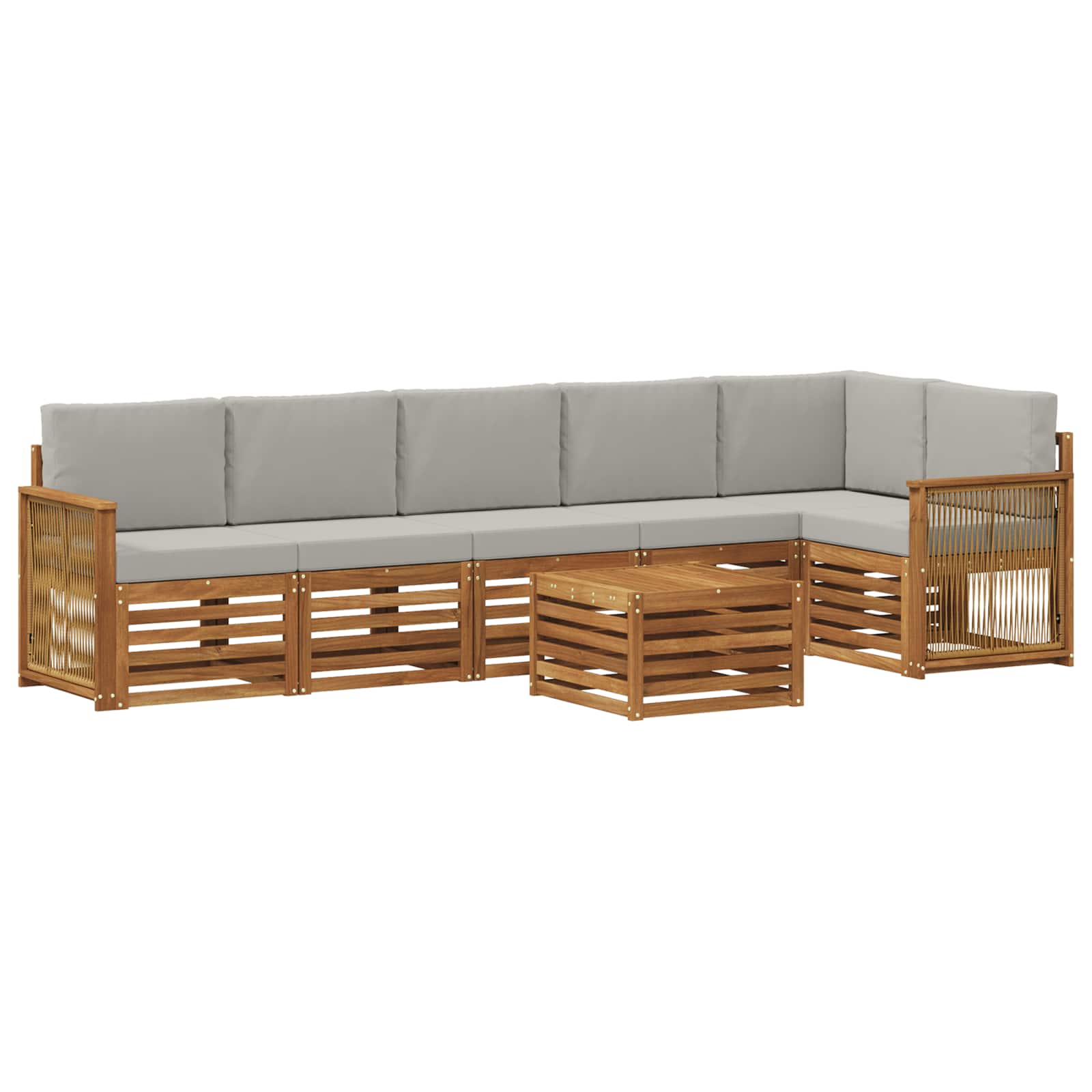 Sektionalsofa sæt med pude 6 pcs Naturfarvet og lysegrå