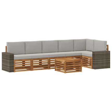 Sektionalsofa sæt med pude 7 pcs Naturfarvet og lysegrå
