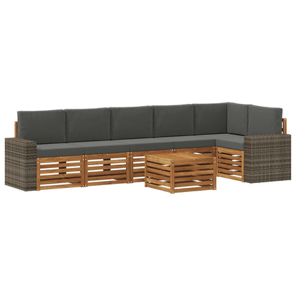 Sektionalsofa sæt 7 pcs Naturlig og Antracit Massivt Akacietræ