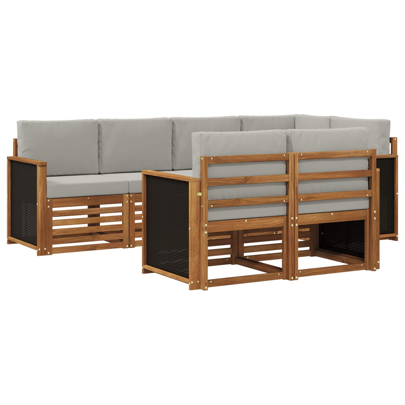 Sektionalsofa sæt med pude 6 pcs Naturfarvet og lysegrå