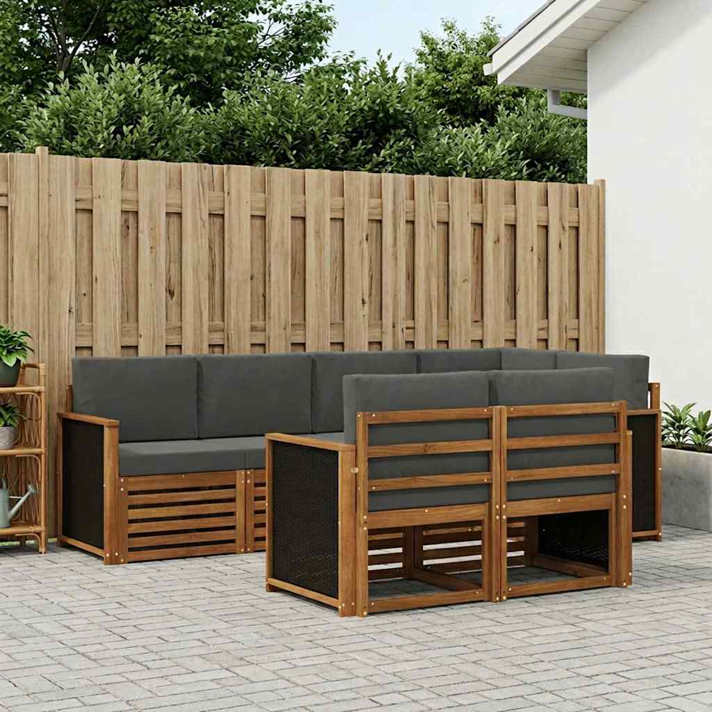 Sektionalsofa sæt med pude 6 pcs Naturlig og Antracit