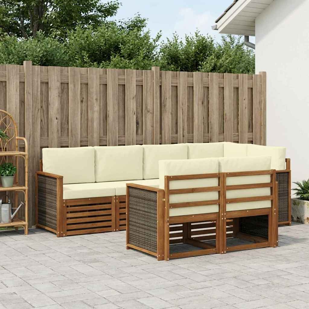 Sektionalsofa sæt med pude 6 pcs Naturlig og Fløde