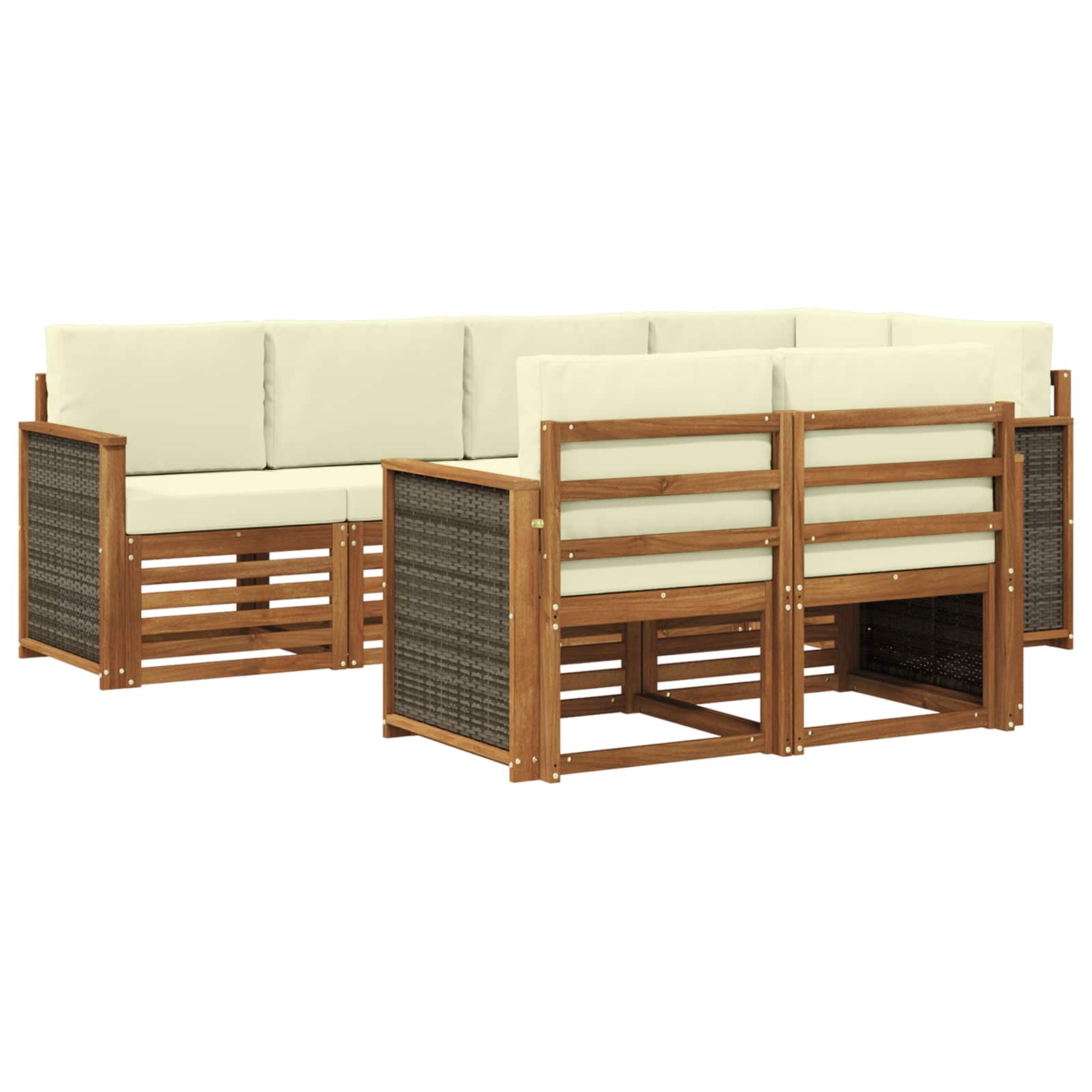 Sektionalsofa sæt med pude 6 pcs Naturlig og Fløde