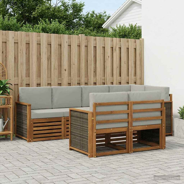Sektionalsofa sæt med pude 6 pcs Naturfarvet og lysegrå