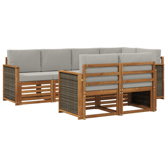 Sektionalsofa sæt med pude 6 pcs Naturfarvet og lysegrå