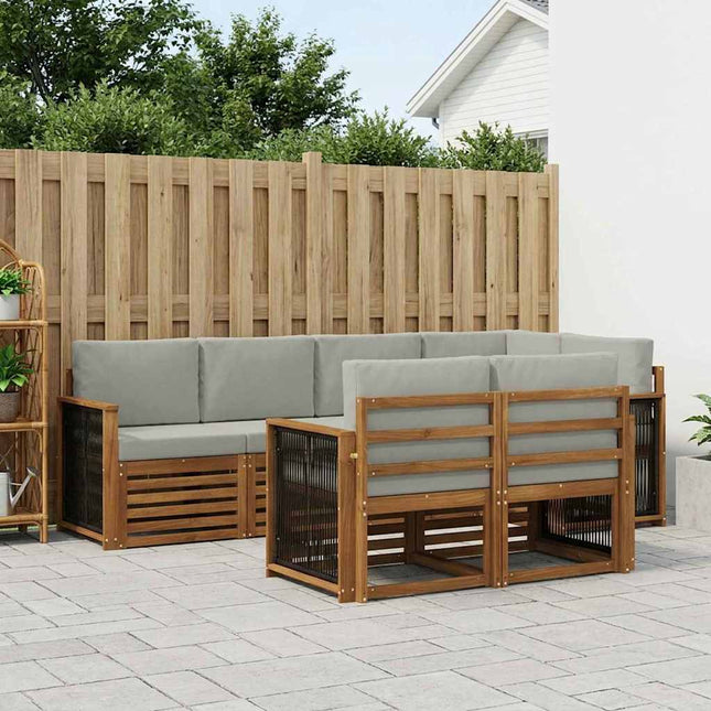 Sektionalsofa sæt med pude 6 pcs Naturfarvet og lysegrå