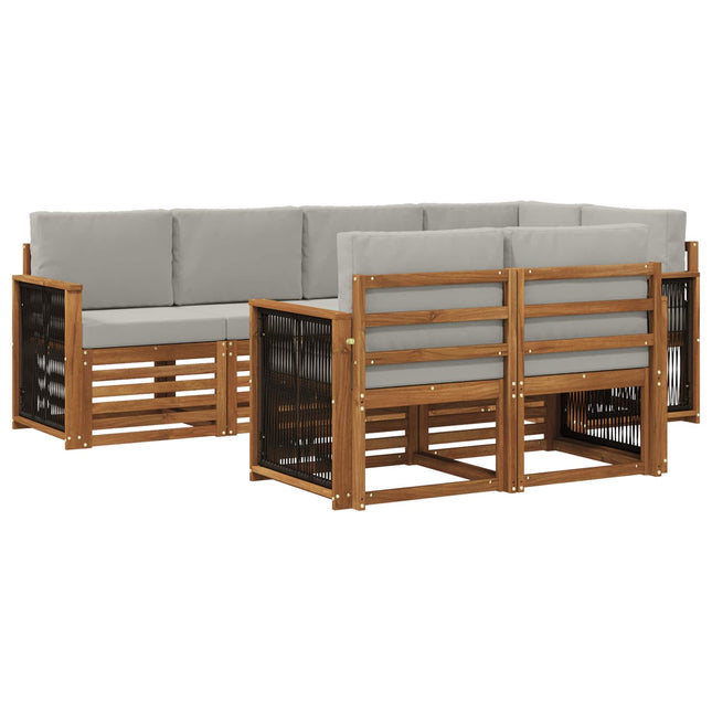 Sektionalsofa sæt med pude 6 pcs Naturfarvet og lysegrå