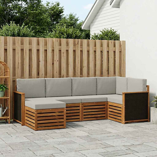 Sektionalsofa sæt med pude 5 pcs Naturfarvet og lysegrå