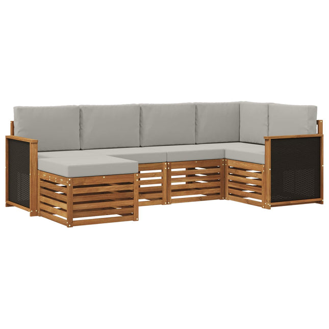 Sektionalsofa sæt med pude 5 pcs Naturfarvet og lysegrå