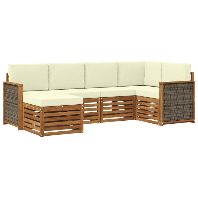 Sektionalsofa sæt med pude 5 pcs Naturlig og Fløde